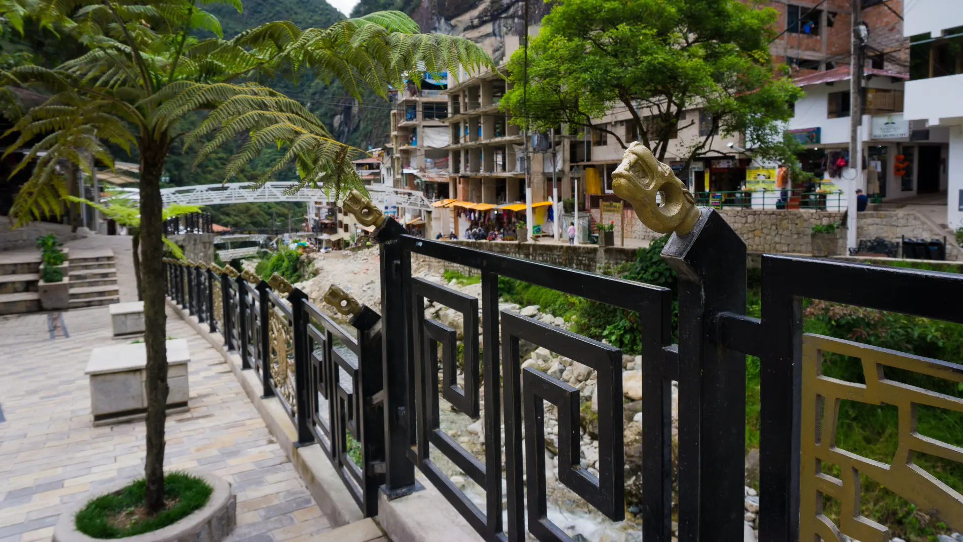 Scenic view of Aguas Calientes town, the gateway to Machu Picchu, during a Machu Picchu day trip from Cusco